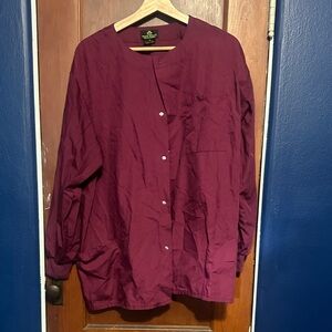 Maroon Button-Up scrub jacket
